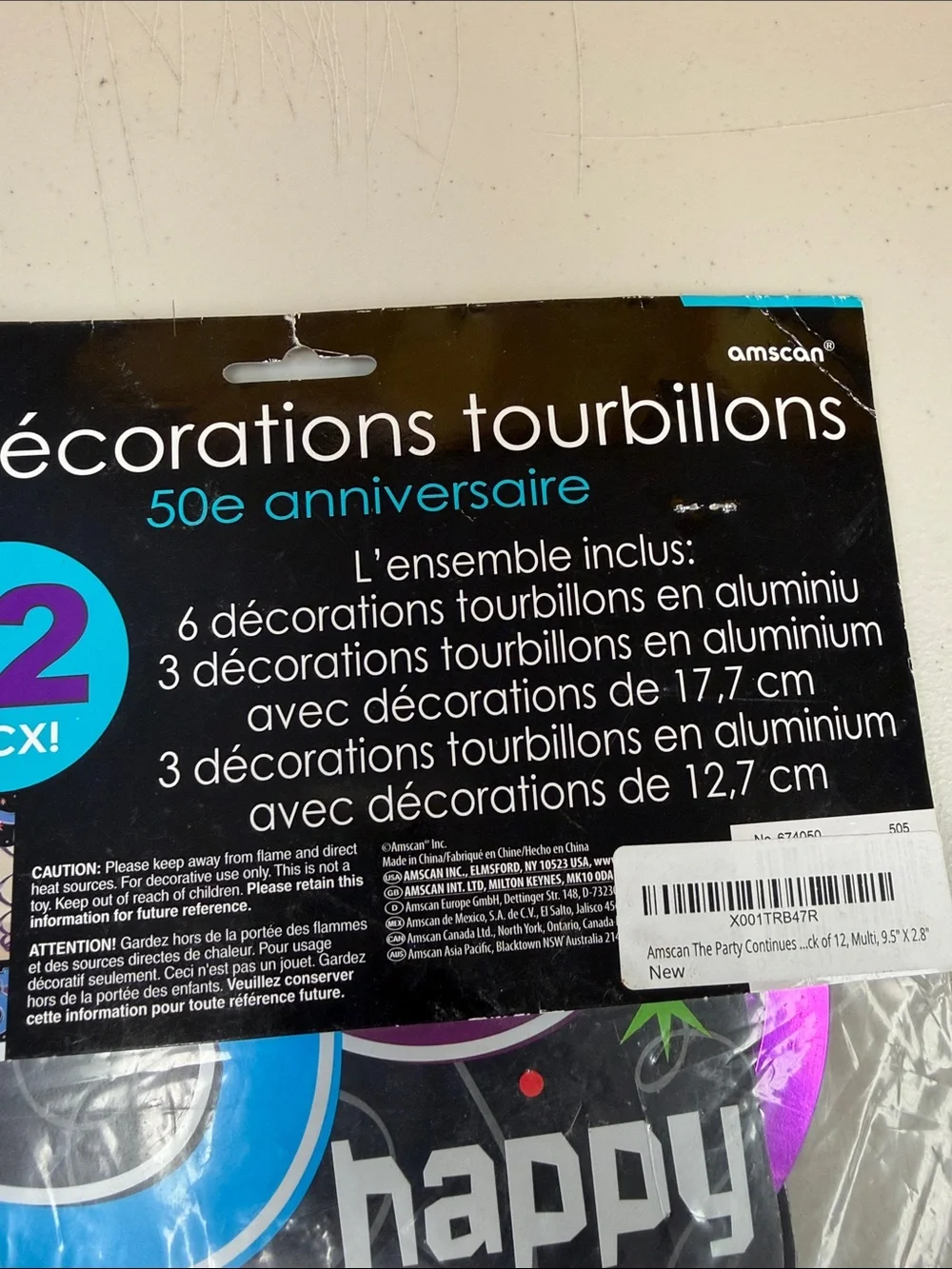 Amscan 50th Birthday Swirl Decorations - Purple & Teal value pack 6 pieces new